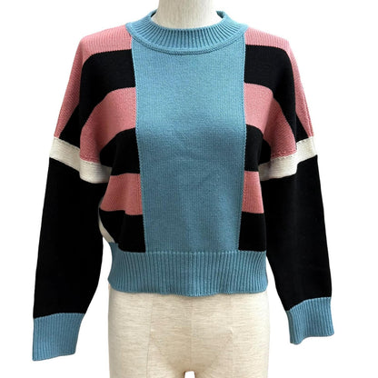 Hermes Lettres Equestres Cashmere Crew Neck Long Sleeve Sweater Knit Multi 38