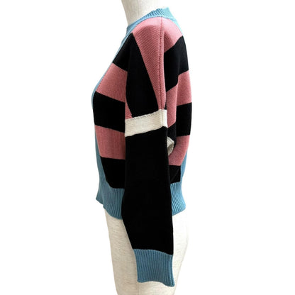 Hermes Lettres Equestres Cashmere Crew Neck Long Sleeve Sweater Knit Multi 38 — view 3