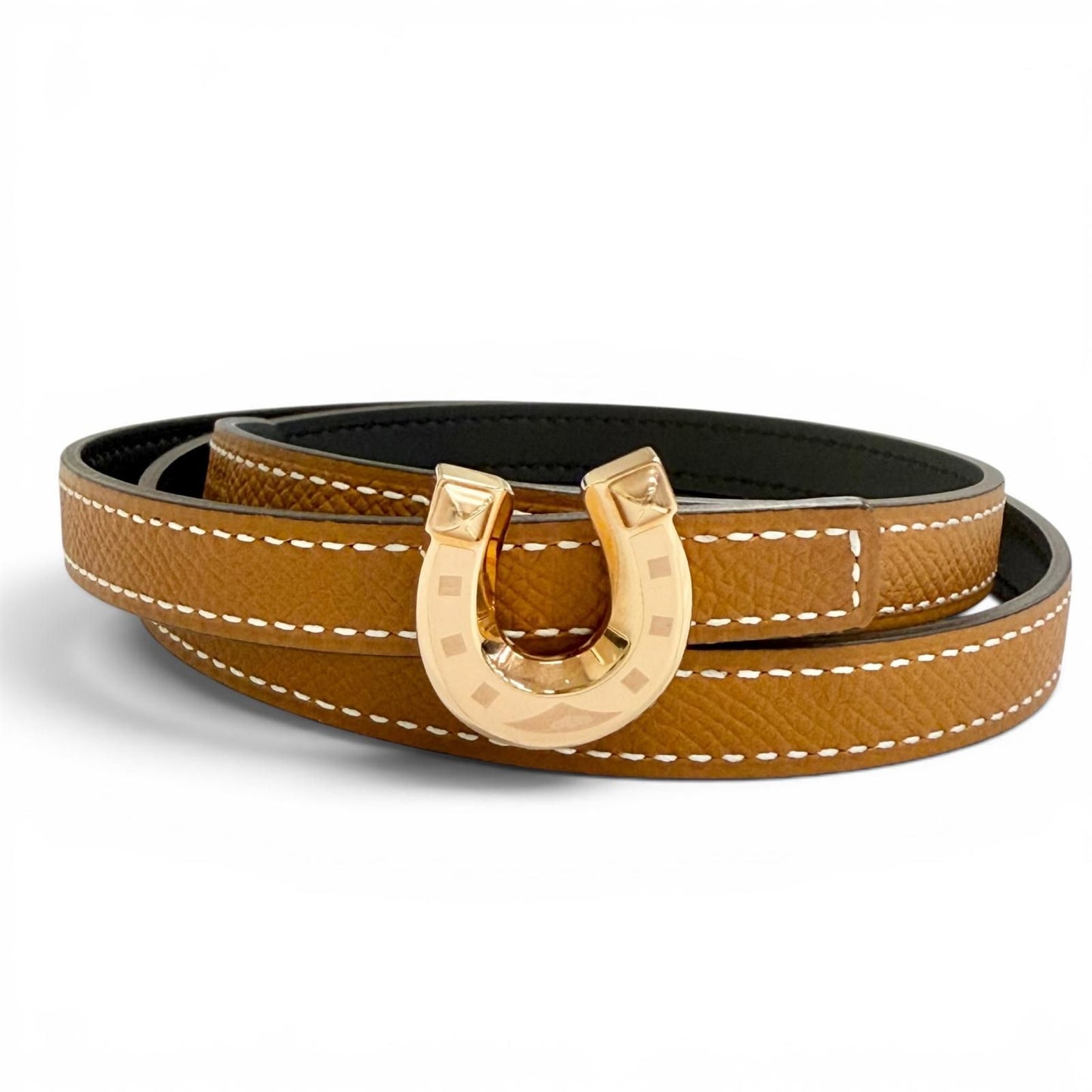 Hermes Kit Joquette Veau Swift Golden Yellow Reversible Belt Brown Black 70