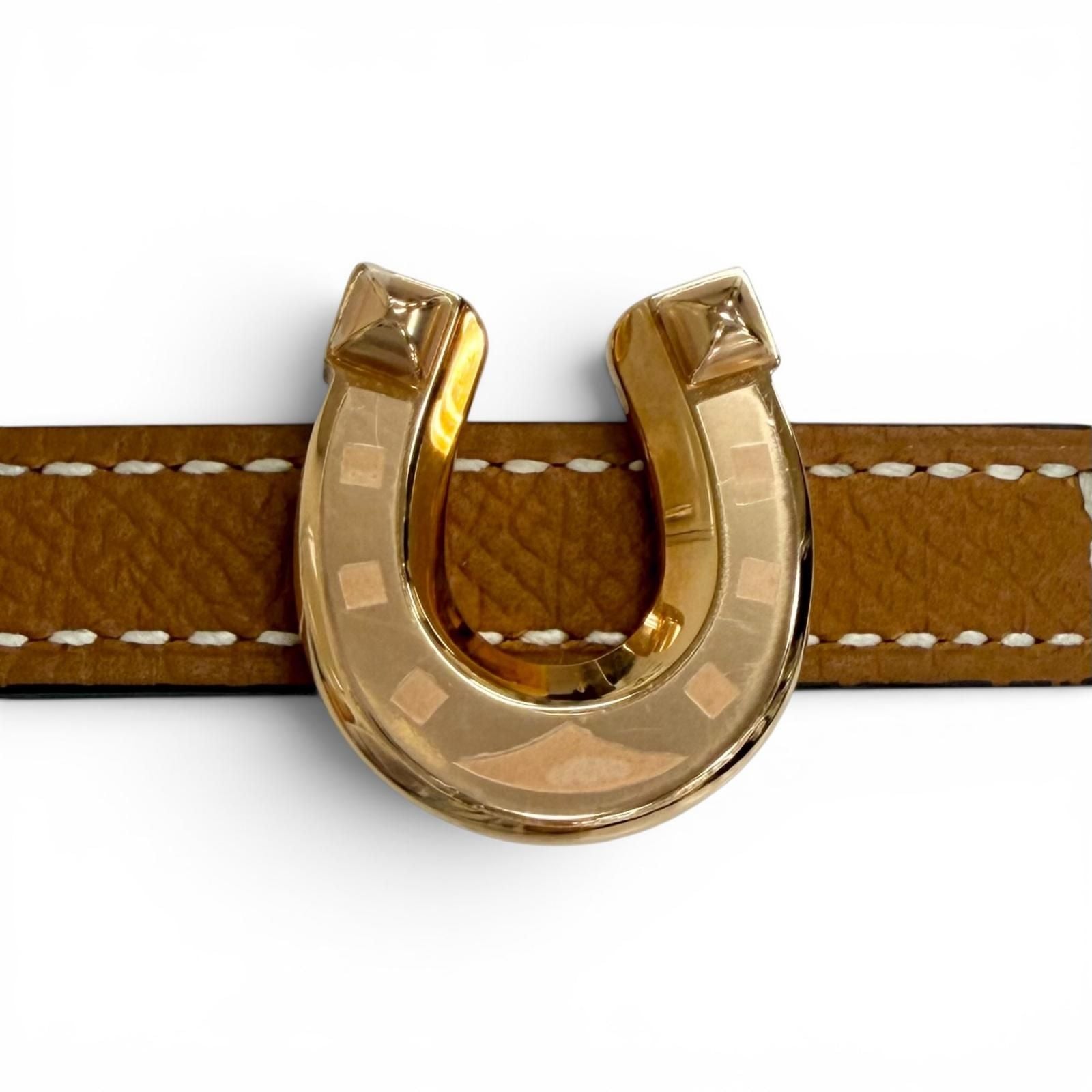 Hermes Kit Joquette Veau Swift Golden Yellow Reversible Belt Brown Black 70 — view 4