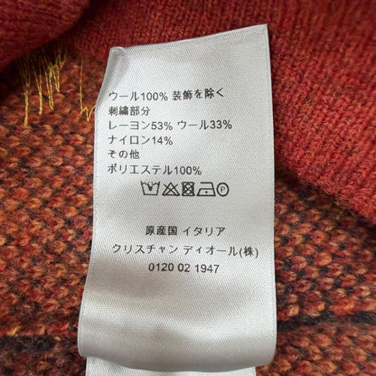 Dior Homme Wool High Neck Jacquard Knit Sweater Orange XS — view 8