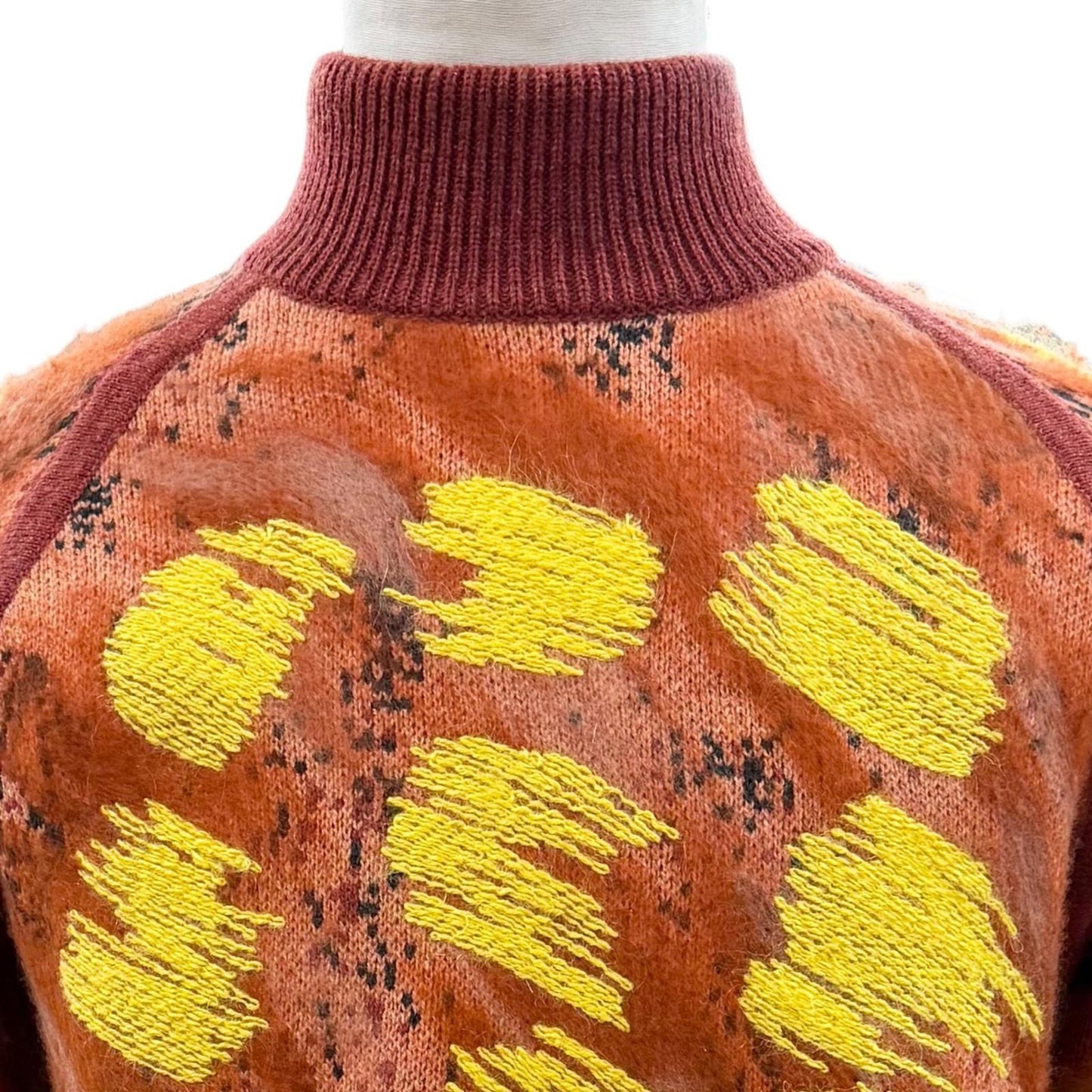 Dior Homme Wool High Neck Jacquard Knit Sweater Orange XS — view 2