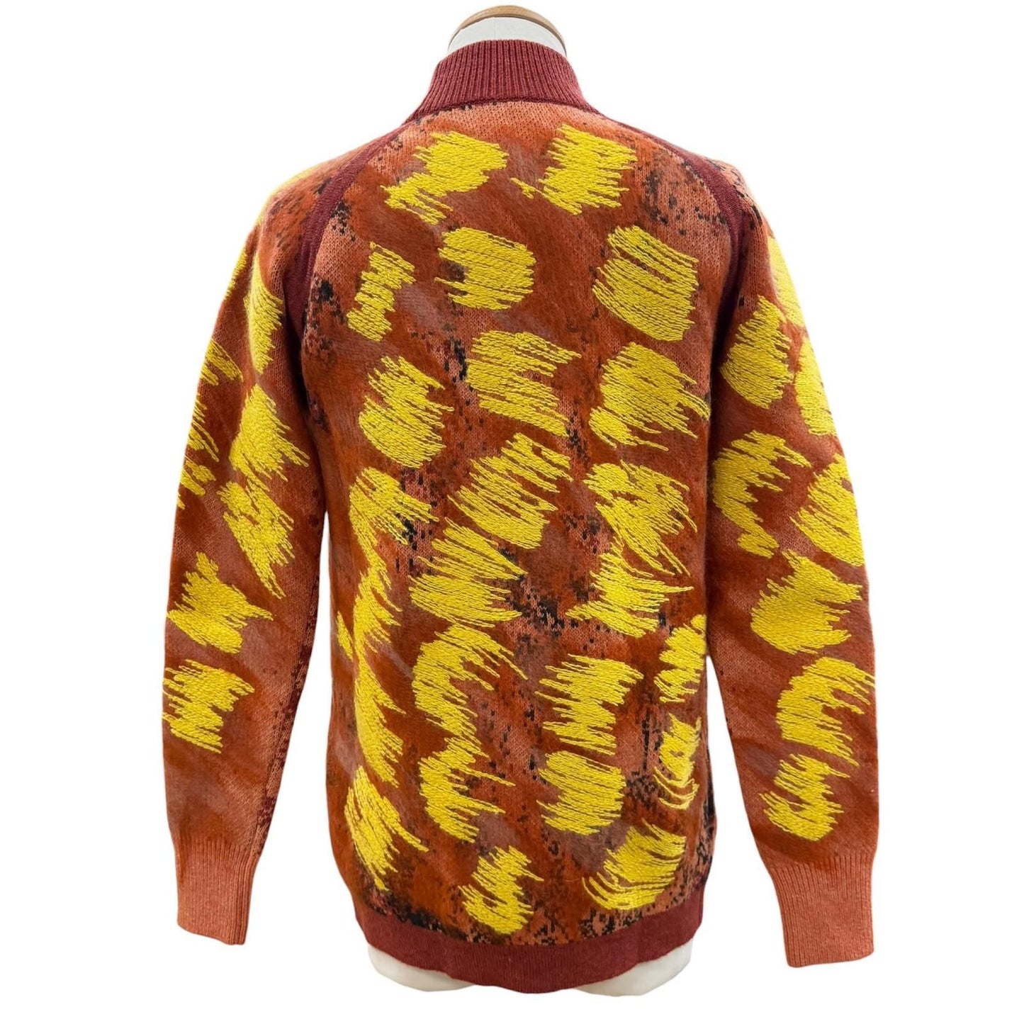 Dior Homme Wool High Neck Jacquard Knit Sweater Orange XS — view 3