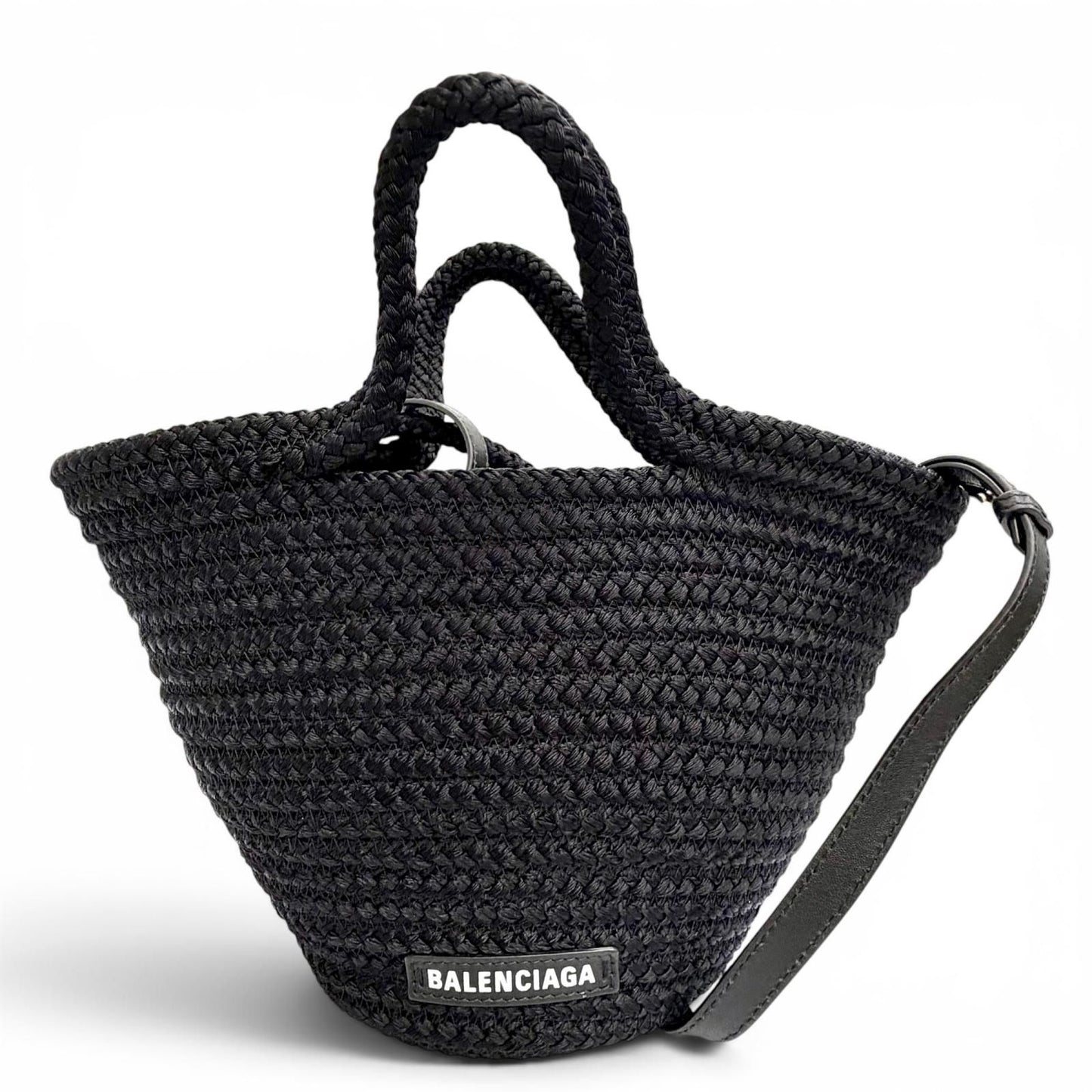 Balenciaga Ibiza Small Logo 2-Way Basket Shoulder Bag Black