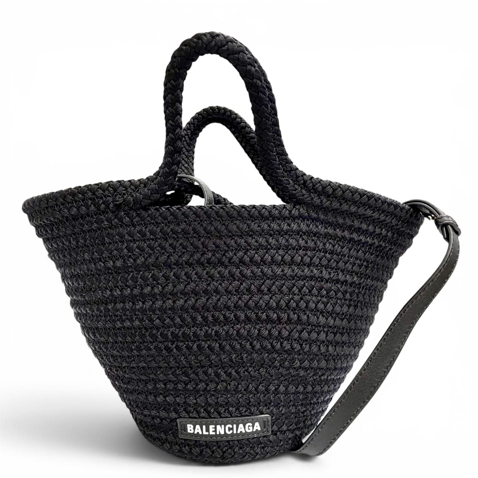 Balenciaga Ibiza Small Logo 2-Way Basket Shoulder Bag Black