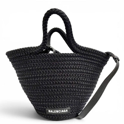Balenciaga Ibiza Small Logo 2-Way Basket Shoulder Bag Black