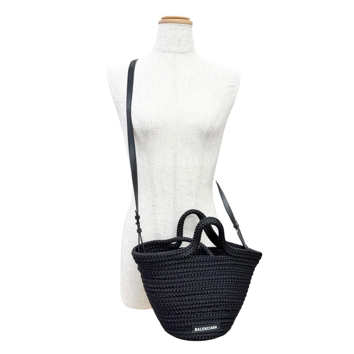 Balenciaga Ibiza Small Logo 2-Way Basket Shoulder Bag Black — view 3