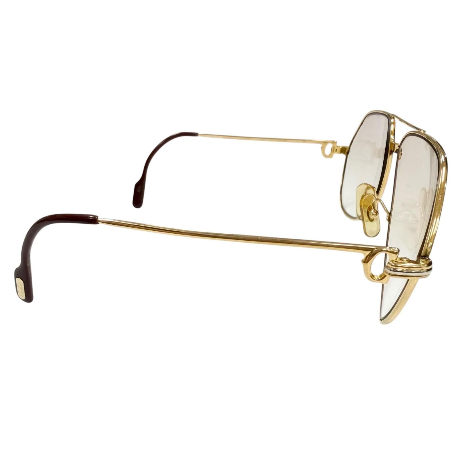 Cartier Vintage Vendome Teardrop Sunglasses Gold Bordeaux Eyewear — view 4
