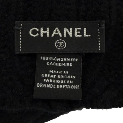 Chanel Cashmere CC Logo Knit Cap Beanie Hat Black — view 6