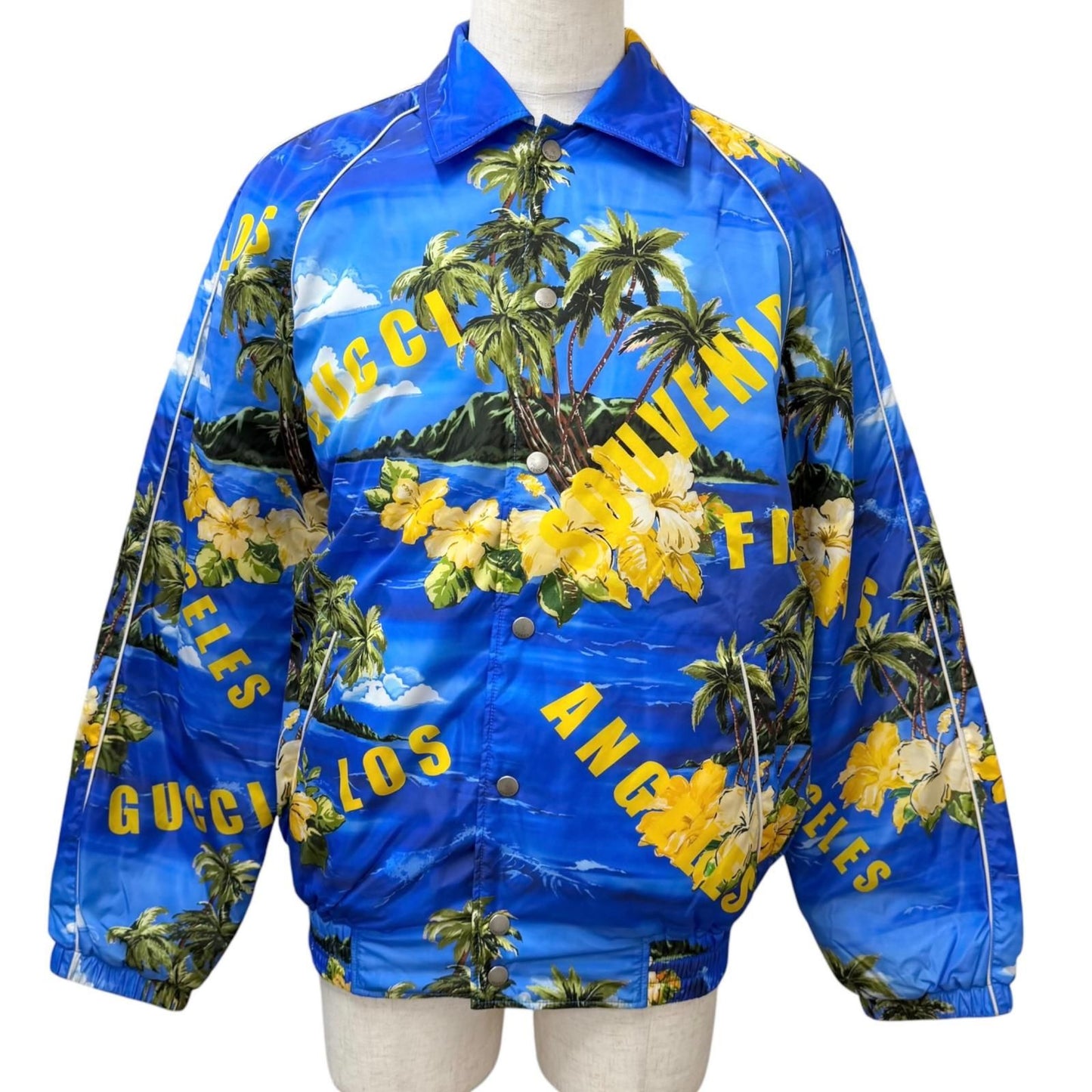 Gucci Souvenir From Los Angeles Print Nylon Jacket Blue 46