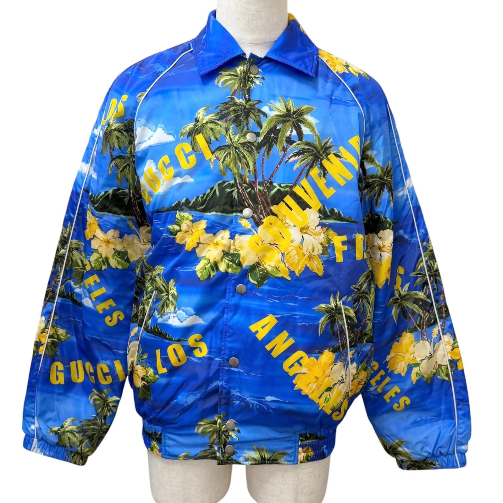 Gucci Souvenir From Los Angeles Print Nylon Jacket Blue 46