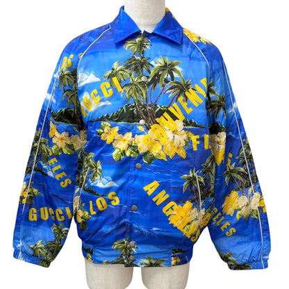Gucci Souvenir From Los Angeles Print Nylon Jacket Blue 46