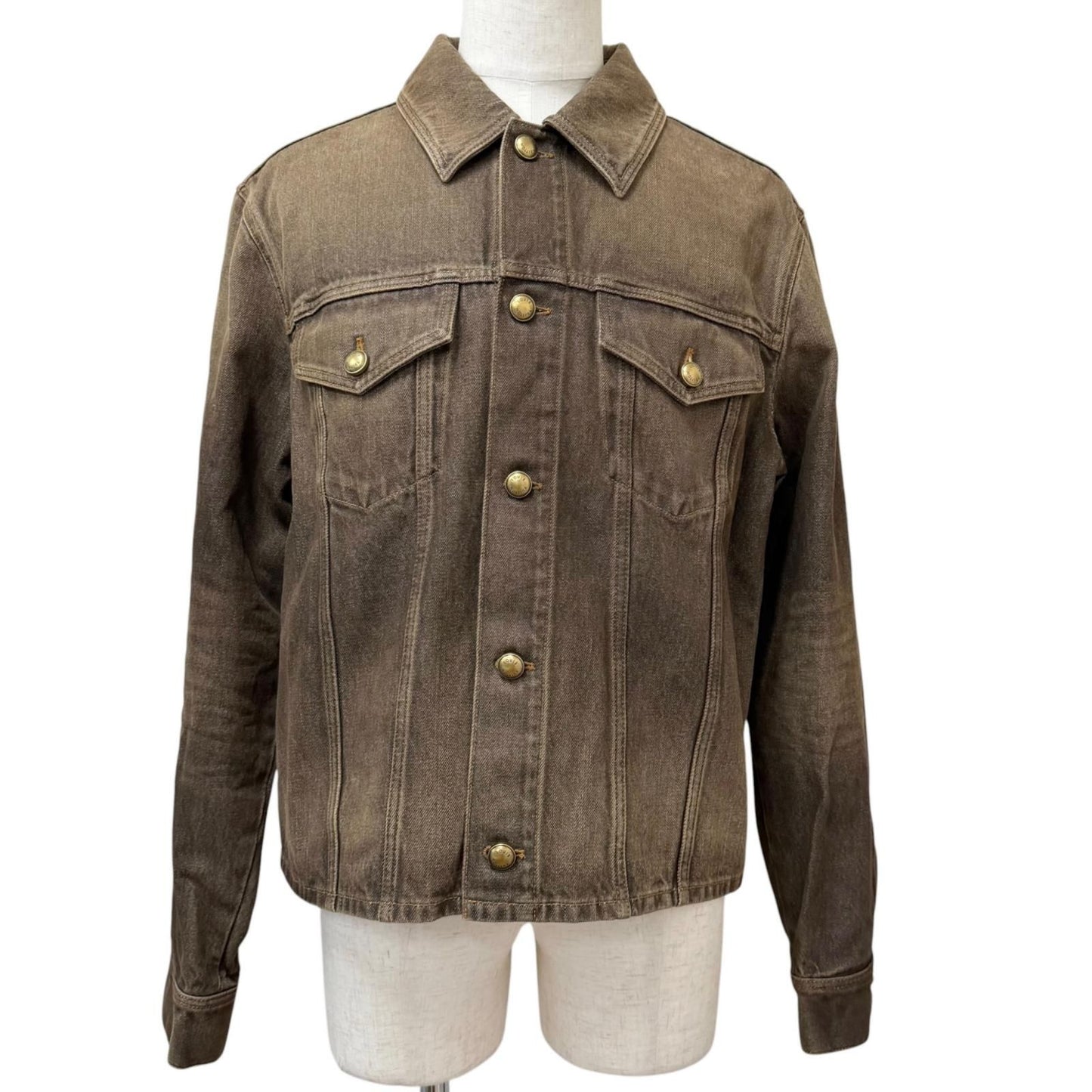 Louis Vuitton Coffee Indigo Denim Long Sleeve Shirt Bean 50