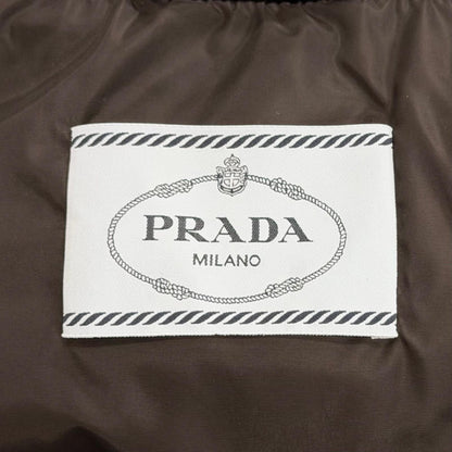 Prada Triangle Logo Velvet Cropped 2-Way Down Vest Black 36 — view 9