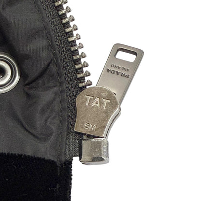 Prada Triangle Logo Velvet Cropped 2-Way Down Vest Black 36 — view 8
