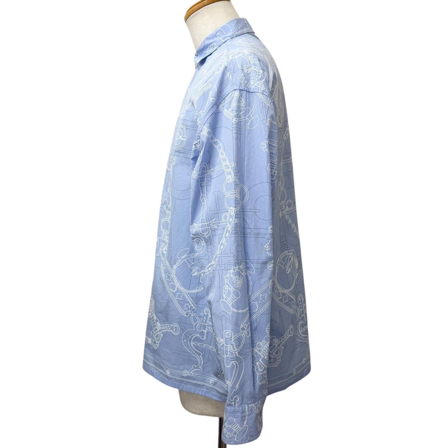 Hermes Mall Et Gourmette Cotton Series Button Long Sleeve Shirt Light Blue 41 — view 3