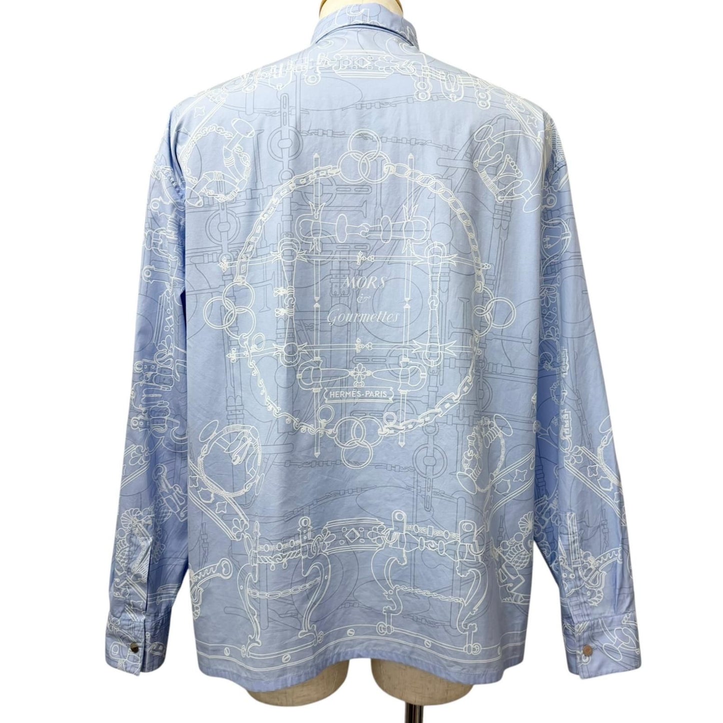 Hermes Mall Et Gourmette Cotton Series Button Long Sleeve Shirt Light Blue 41 — view 4