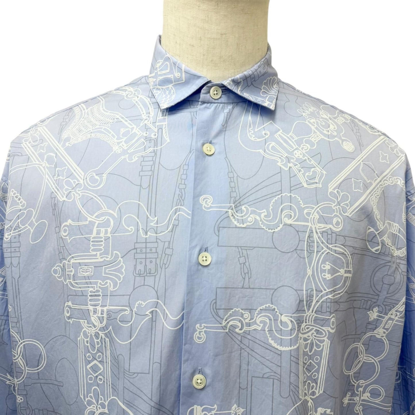 Hermes Mall Et Gourmette Cotton Series Button Long Sleeve Shirt Light Blue 41 — view 2