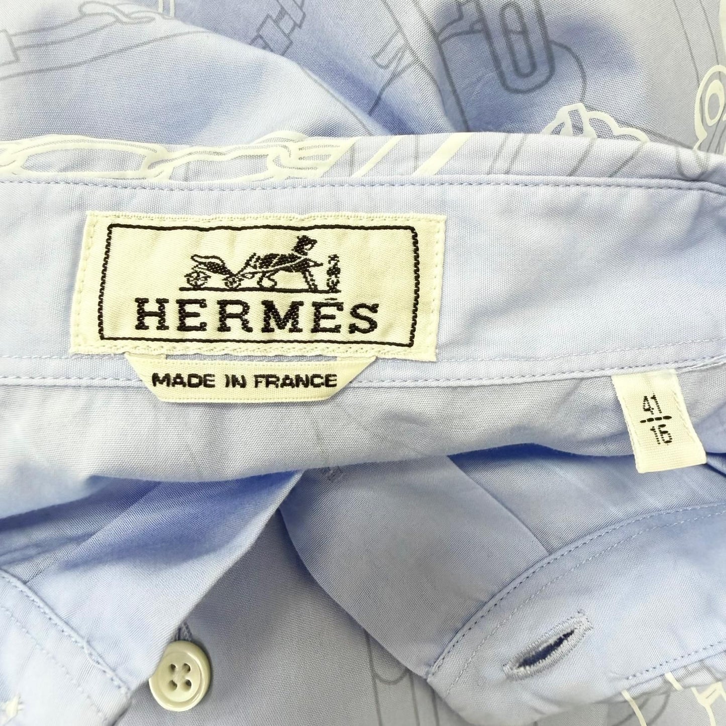 Hermes Mall Et Gourmette Cotton Series Button Long Sleeve Shirt Light Blue 41 — view 8