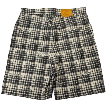Louis Vuitton Logo Plaid Leather Patch LV Denim Shorts Gray 34 — view 2