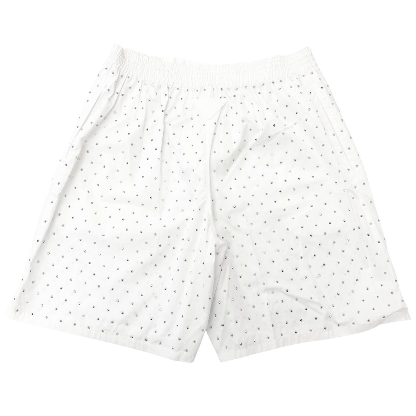 Prada Studded Triangle Logo Stretch Shorts White — view 2