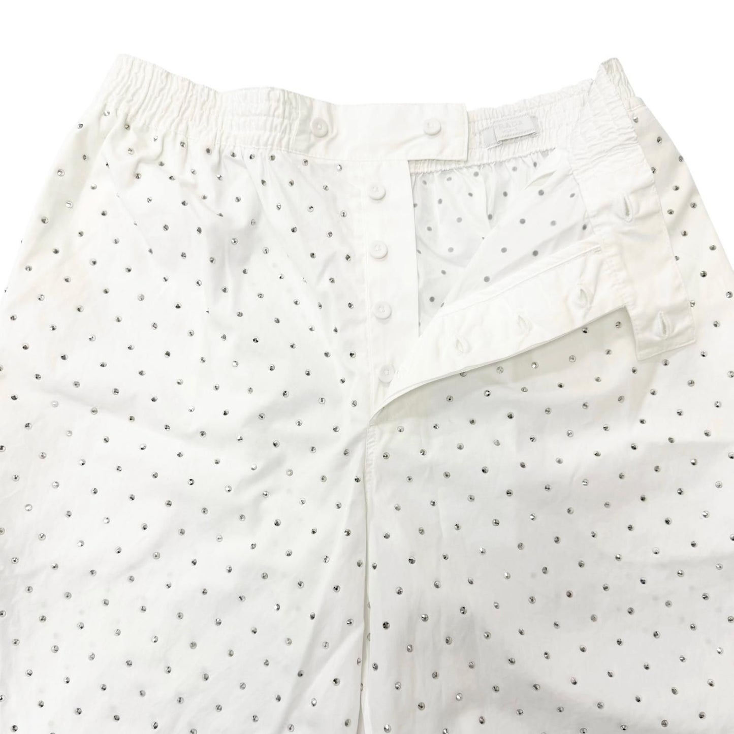 Prada Studded Triangle Logo Stretch Shorts White — view 3