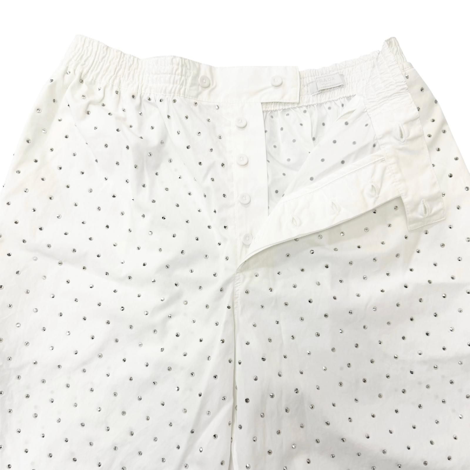 Prada Studded Triangle Logo Stretch Shorts White — view 3