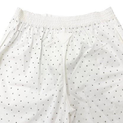 Prada Studded Triangle Logo Stretch Shorts White — view 4