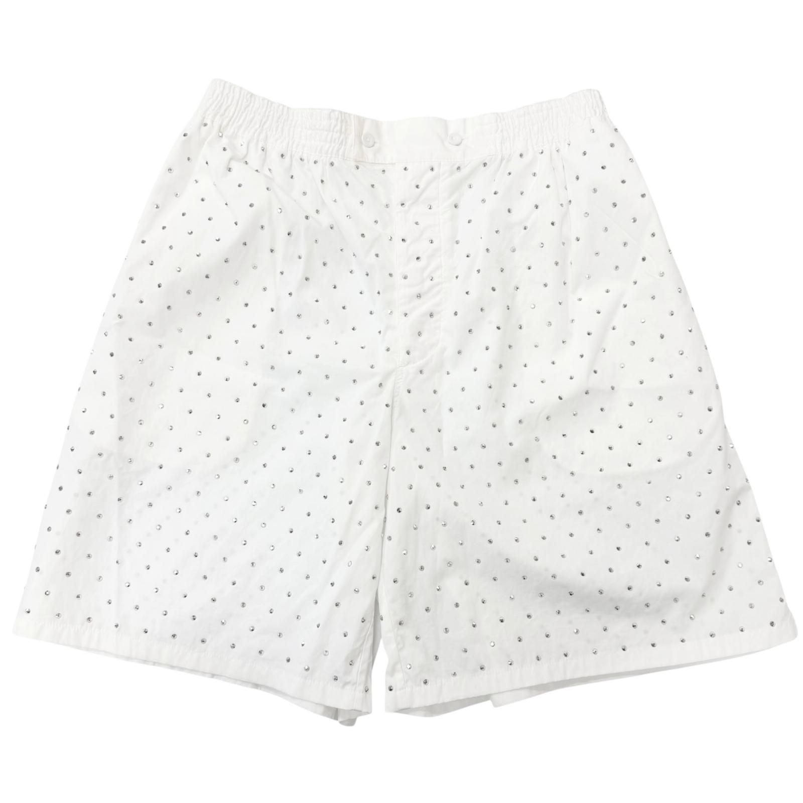 Prada Studded Triangle Logo Stretch Shorts White