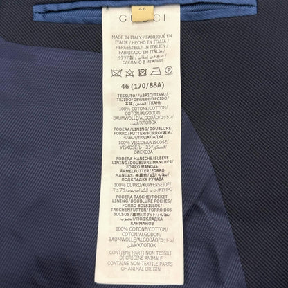 Gucci Peak Lapel Gold Button Double Breasted Navy Blazer Tailored Jacket 46 — view 8