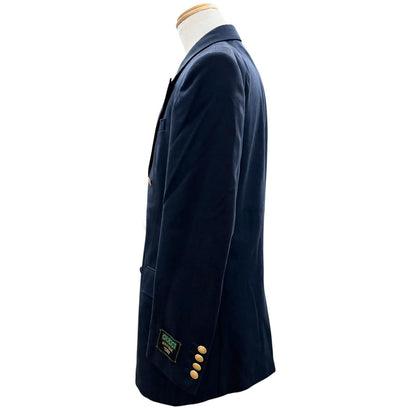 Gucci Peak Lapel Gold Button Double Breasted Navy Blazer Tailored Jacket 46 — view 3