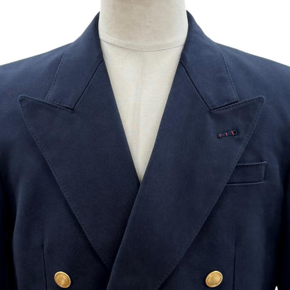 Gucci Peak Lapel Gold Button Double Breasted Navy Blazer Tailored Jacket 46 — view 2