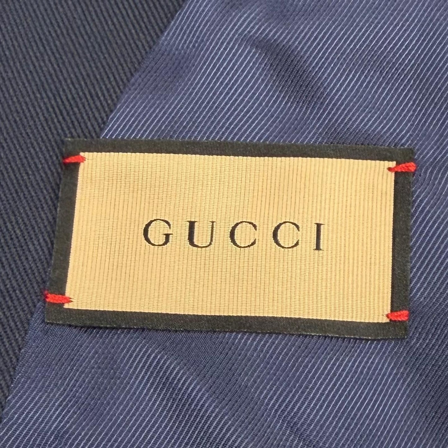 Gucci Peak Lapel Gold Button Double Breasted Navy Blazer Tailored Jacket 46 — view 7
