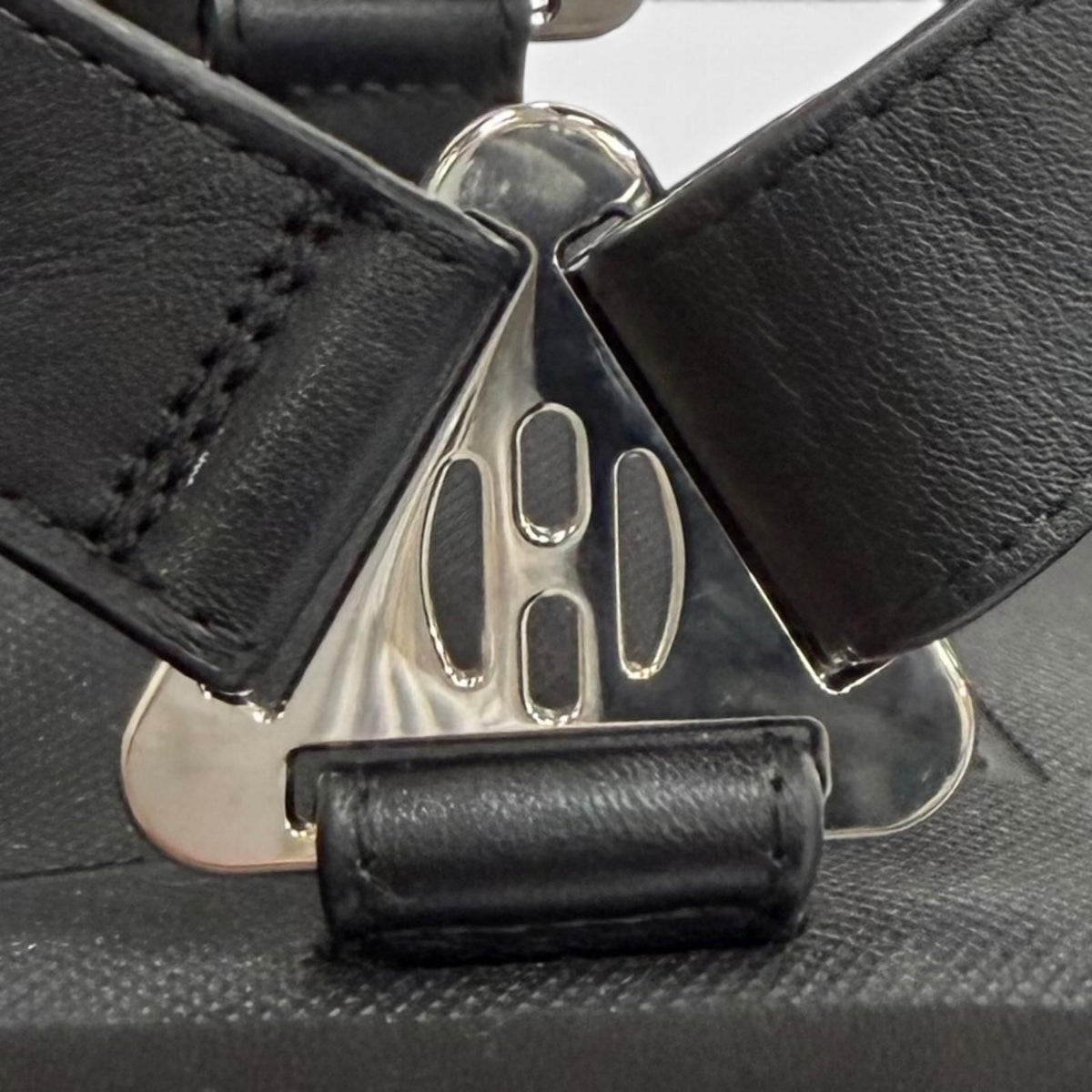 Hermes Enid Silver Velcro Leather Sandals Platform Black — view 7