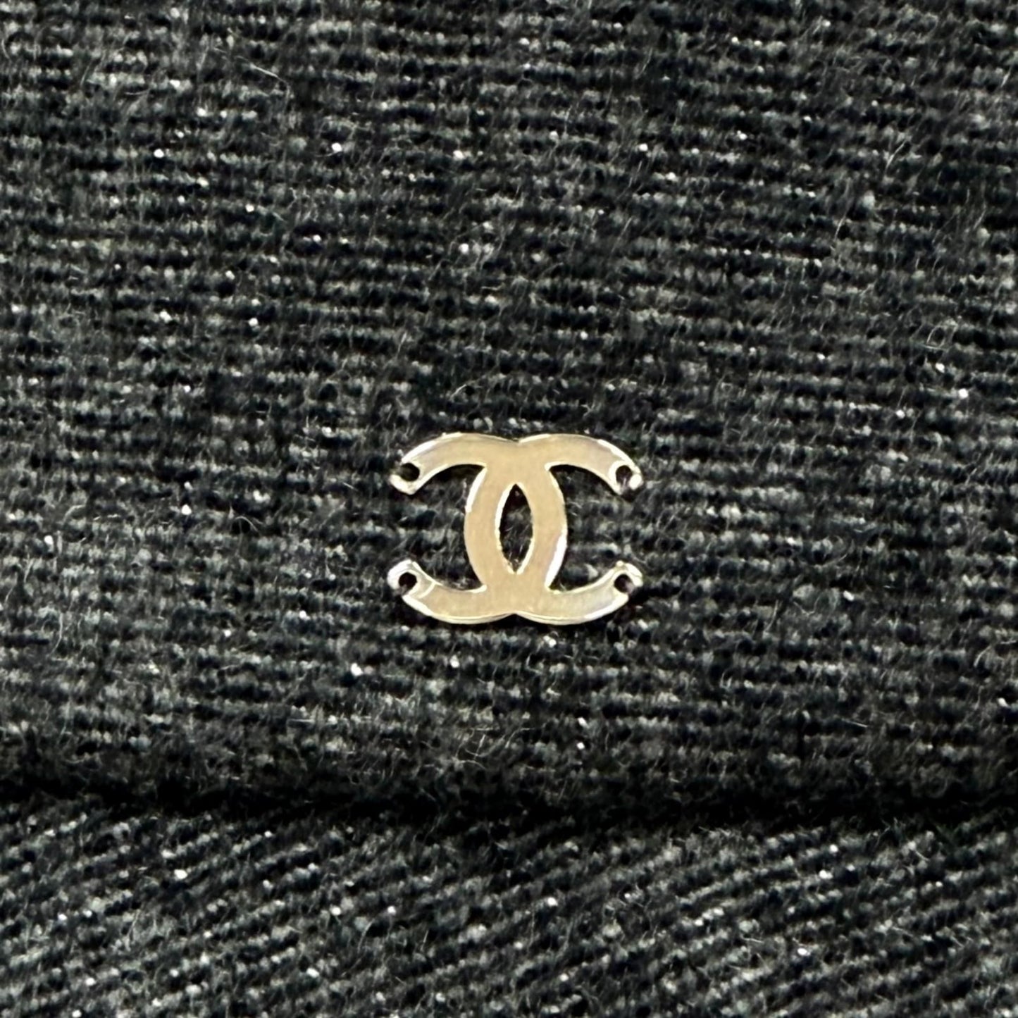 Chanel Cashmere Wool CC Logo Lame Thread Bucket Hat Gray Silver — view 6