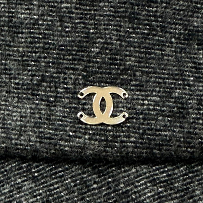 Chanel Cashmere Wool CC Logo Lame Thread Bucket Hat Gray Silver — view 6