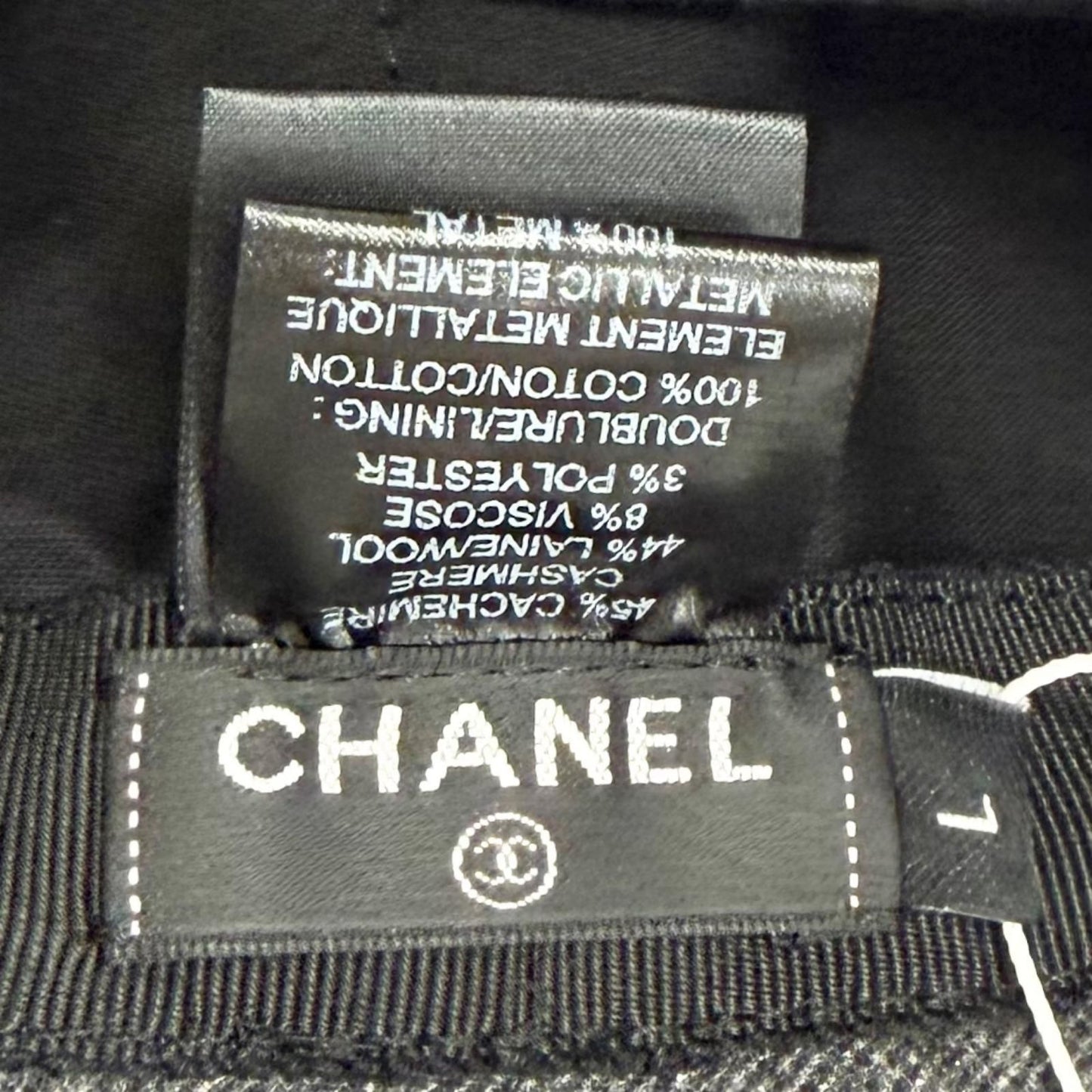 Chanel Cashmere Wool CC Logo Lame Thread Bucket Hat Gray Silver — view 7