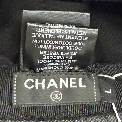 Chanel Cashmere Wool CC Logo Lame Thread Bucket Hat Gray Silver — view 7