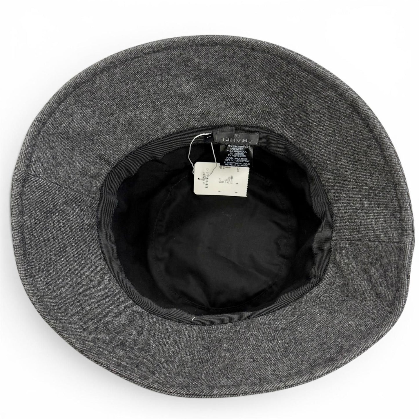 Chanel Cashmere Wool CC Logo Lame Thread Bucket Hat Gray Silver — view 5