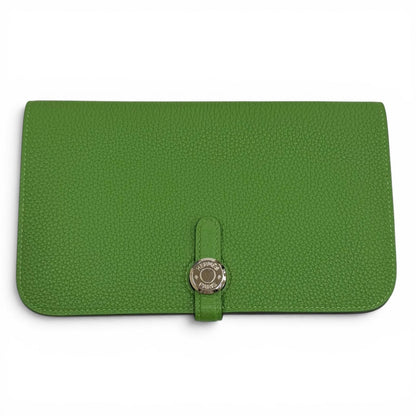 Hermes Dogon GM Duo Bamboo Togo Silver Series Wallet Box Included