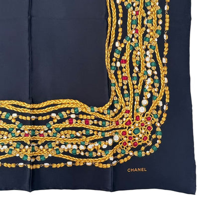 Chanel Large Format Scarf Silk Black — view 5