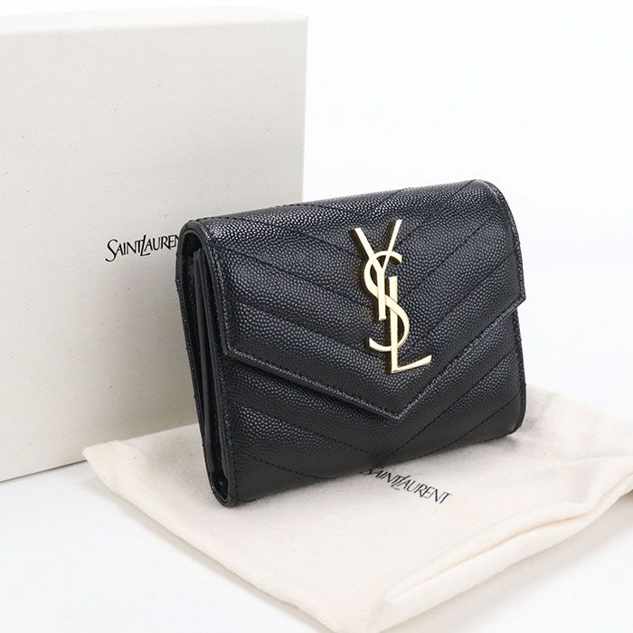 Saint Laurent Wallet Monogram Compact Tri Foldwallet Leather