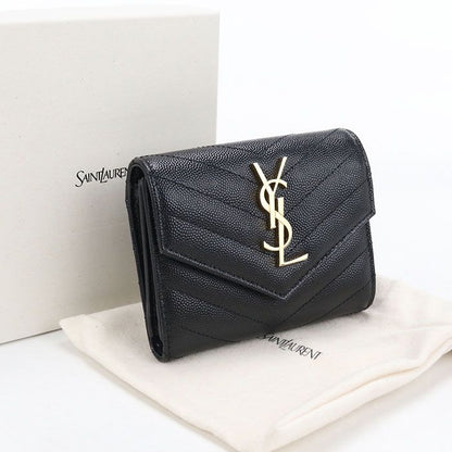 Saint Laurent Wallet Monogram Compact Tri Foldwallet Leather