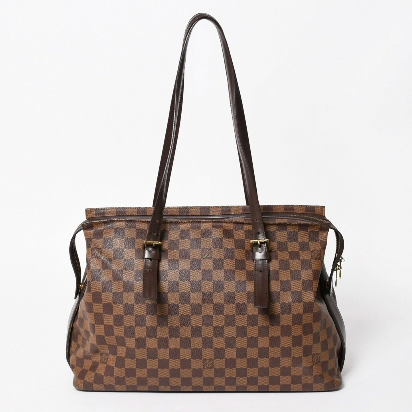 Louis Vuitton Chelsea Tote Bag Damier Ebene Canvas Brown Gold — view 2