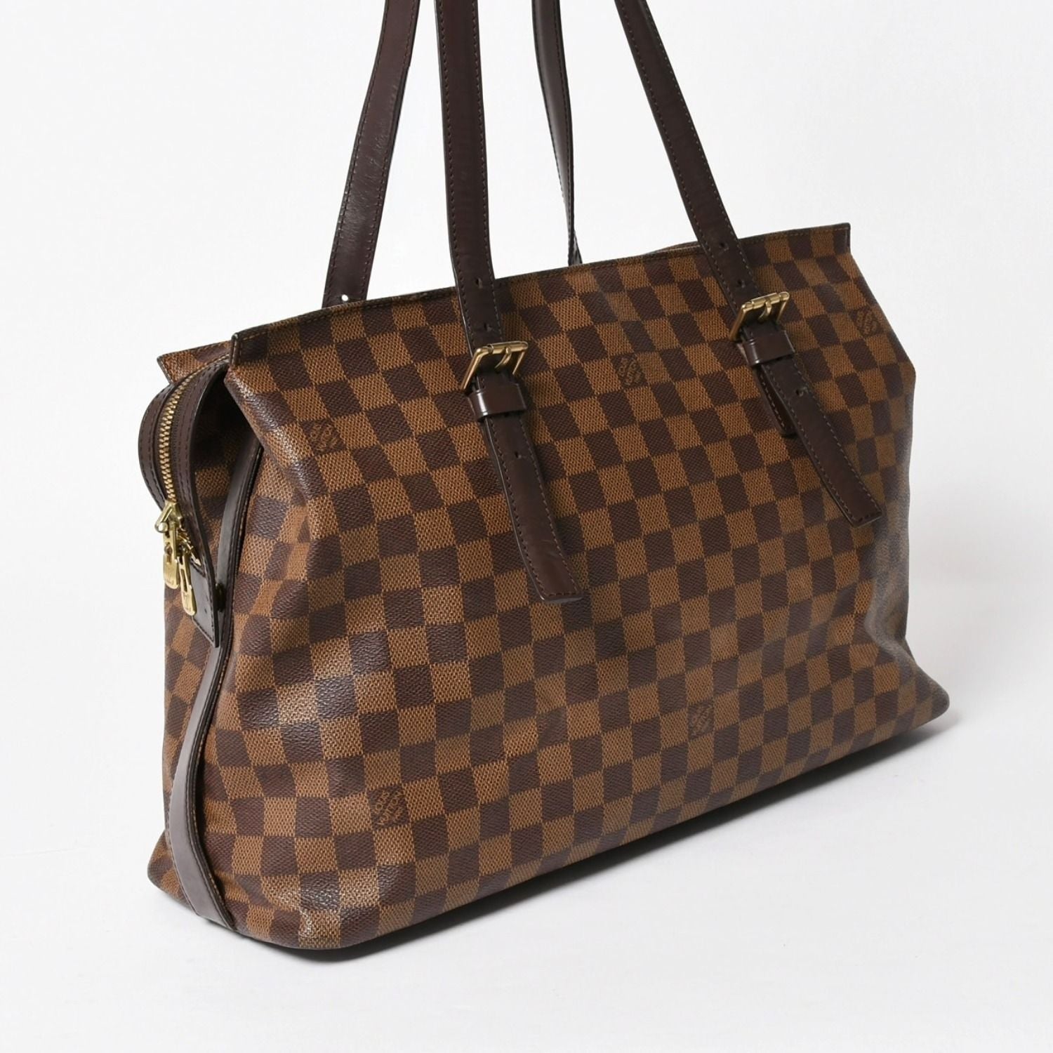 Louis Vuitton Chelsea Tote Bag Damier Ebene Canvas Brown Gold — view 3