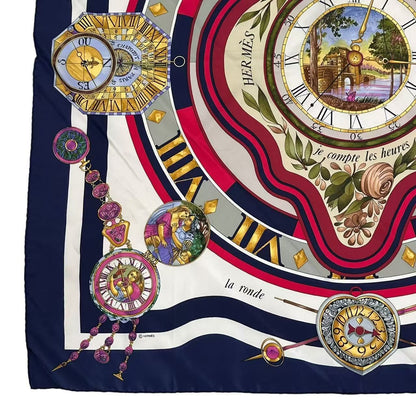 Hermes Scarf Carre 90 Parmi les Fleurs Je Compt Navy Silk — view 4