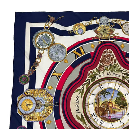 Hermes Scarf Carre 90 Parmi les Fleurs Je Compt Navy Silk — view 2