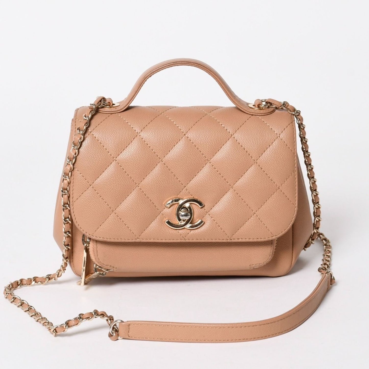 Chanel Business Affinity Chain Shoulder Bag CC Logo Caviar Leather Gold