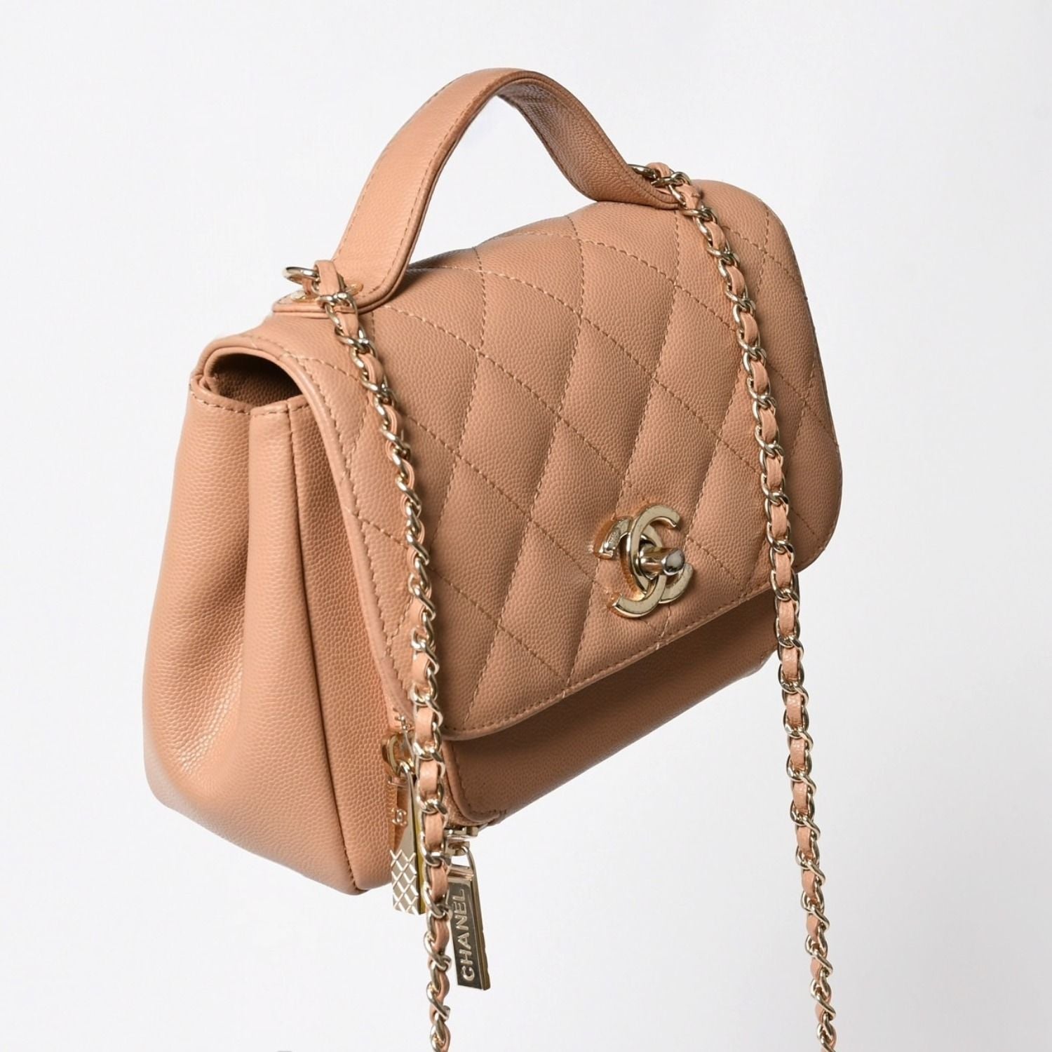 Chanel Business Affinity Chain Shoulder Bag CC Logo Caviar Leather Gold — view 3