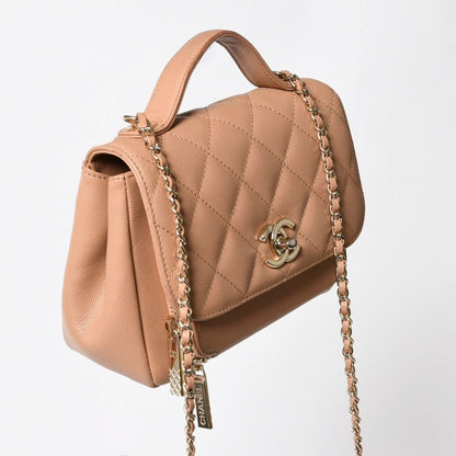 Chanel Business Affinity Chain Shoulder Bag CC Logo Caviar Leather Gold — view 3